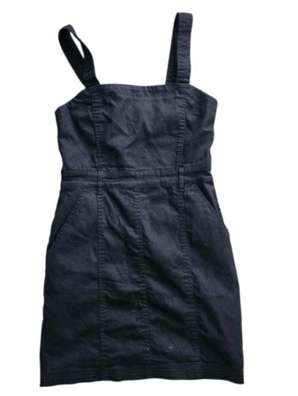 Black Denim Mini Dress with Straps